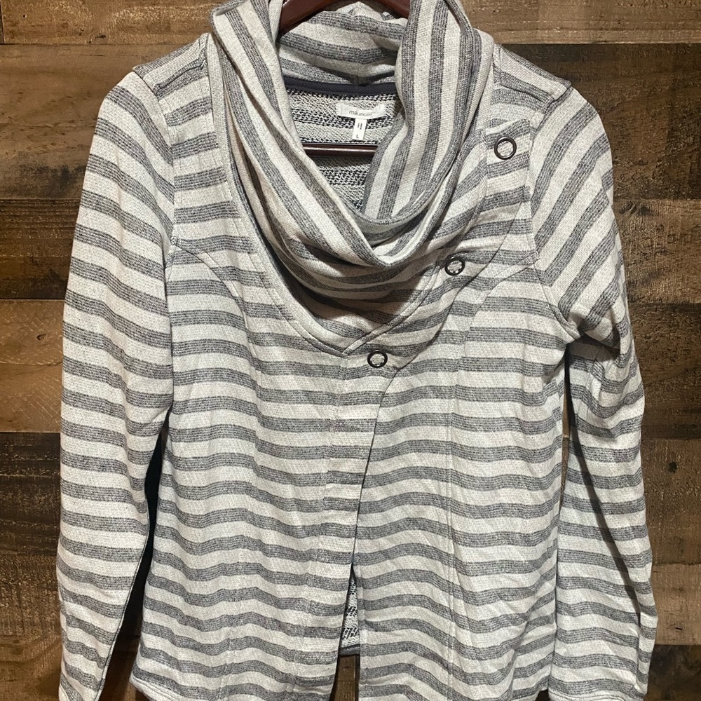 Maurices Large stripe sweatshirt gray cowl